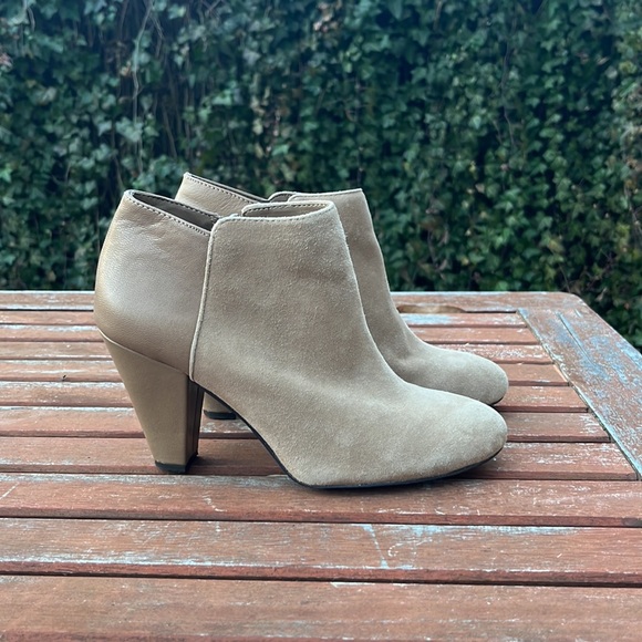 Gianna Bini Leather and Suede Ankle High Heel Booties - Picture 3 of 8